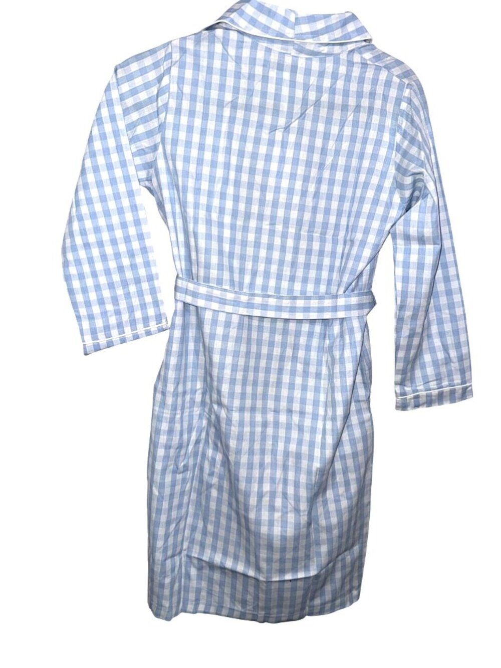 Petite Plume Kids Blue & White Gingham Robe Size 7/8 Unisex Belted Sleepwear So - Picture 8 of 12